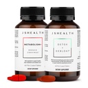 JSHealth Vitamíny Bloating Bundle - zahŕňa Detox + Deblat Pečeň Zdravotný vzorec a metabolizmus+ Prírodná energetická podpora