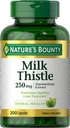 Nature's Bounty Milk Thistle Kapsule, Tradične používané pre zdravie pečene, Bylinné doplnky, 250 mg na obsluhu, 200 Počet