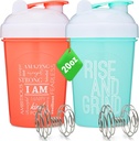 [ Balenie] 20-Ounce fľaša na pretrepanie s motivačnými úvodzovkami (Coral & Mint)