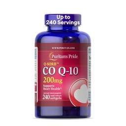 Puritánska pýcha Koenzým CoQ10 200 mg, Dietary Supplement for Heart Health, Blood Pressure, Oral Gum Health, and Healthy Aging Support, 240 Servings, Rapid Release Softgels