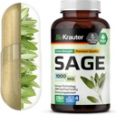 BIO KRAUTER Sage Supplement Kapsule 1000 mg - 250 Vegan Caps - Supplement with Salvia Officinalis - Imunitná a trávivá podpora - bohatá na antioxidanty