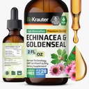 BIO KRAUTER Echinacea a Goldenseal Root Liquid Extract - Natural Immune Support - Echinacea kvapky s Goldenseal - Vegan, Alkohol a cukor bez tinktúry - 2 Fl.Oz.