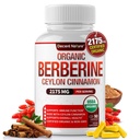 Organické Berberine s Ceylon škorica 2175mg - Premium berberberine doplnok vysoko čistý extrakt USDA Organic, podpora imunitného systému, Berberine Plus Complex, Non-GMO Vegan pre mužov Ženy 90 Kapsule
