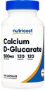 Nutricost kalcium D-Glukarát 500mg, 120 Kapsule - Gluten Free, Non-GMO, Vegetarián Priateľsky