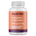 BESTVITE L-arginín L- citrulín 500mg / 250mg Vegan (240 Vegetariánske kapsuly) - žiadne stearáty - žiadny fosforečnan vápenatý - non GMO - bez lepidla
