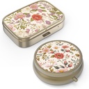 Pilulky Organizátor pilulky s zrkadla retro malé pilulky Prípad pre Purse alebo vrecko Bronze pilulky alebo vitamíny, rybí olej, doplnky, pilulky obsahujú cestovné darčeky(2PCS-Retro červené kvety)