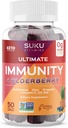 SUKU Vitamins - Ultimate Immunity - Elderberry Echinacea and Propolis Gummies for Immune Support, Easy to Chew - Non GMO, Gluten Sugar Free - Pomegranate Lime Flavored Gummy Vitamins, 50 Count