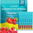 Powder Packets Electrolytes, 30 Sticks Hydration Pakets Cukor Free, Electrolyte Drink Mix Prenosné Electrolyte Pakety na rýchlu hydratáciu, 0 Cukor & 0 Kalórie, Jahodová a malinová príchuť