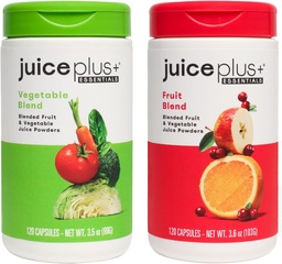 JuicePlus+ Ovocná a zeleninová zmes: pre Solid Nutritional Foundation - Posilnenie zdravia rodiny s 20 Ovocie a zelenina Plus Rastlinné živiny - balené 2 fľaše (60 porcie ovocia, 60 Veg)
