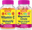 WellYeah Vitamin C Kids + Magnesium Citrate Kids, Gummies Bundle - Great Tasting, Vitamin Supplement, Gluten Free, GMO Free, Chewable Gummy