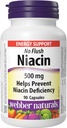 Webber Naturals No Flush Niacin Vitamín B3 Kapsula, 500mg 90 Počet