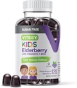 Viteey Sambucus Elderberry Gummy pre deti - bez cukru - Imunitná podpora Doplnky s vitamínom C a zinkom, [3-1 Immune Booster] Vegan, Želatína zadarmo, lepidlo zadarmo - Chutné Chewable Berry Ochutené