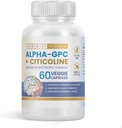 Alpha GPC + Citicoline 60 Ct, 1600mg koncentrované Formula- 99%+Vysoko očistené a biologicky dostupné Nootropný-kognitívny vylepšovač, podporuje pamäť, mozgová funkcia, Boosts Focus, Mood & Energy
