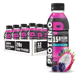 Protein2o Hydratácia Nápoj - 2-in-1 Tekutý Clear Srvátka Proteín Izolát a Electrolyte Nápoj - 15g Proteín, Vitamíny B5, B6 - Rekuperácia po vycvičení - 16.9 Fl Oz - 12 Count Dragon fruit Blackberry