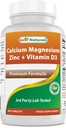 Najlepšie Prírodné Vápnik Magnézium Zinok s vitamínom D3, 300 Tablety - Vápnik 1000 mg, horčík 400 mg, Zinok 25 mg & D3 600 IU na obsluhu (3 tablety)