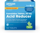 Amazon Basic Care Famotidín 20mg Cool Mint Tablets, 100 Počet, biela