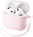 ORNARTO pre AirPody 4 Kryt, Soft Silikónový Plný ochranný kryt s LED Viditeľný, kompatibilný s AirPods 4. generácie 2024 - Chalk Pink