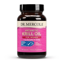 Dr. Mercola Krill Oil for Women - 2 mg Astaxantín - MSC Certified Sustainable - Supports Brain, Skin & Immune Systems - with Omega-3s - Non-GMO, Gluten-Free & Soy-Free - 90 Kapsule (30 Servings)