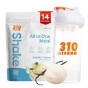 310 Nutrition All-in-One Replacement Shake Powder w/Shaker Cup Starter Kit - High Protein Fiber Rich Vegan Superfood Blend - bez cukru, Keto & Paleo Friendly, Low Carb - Vanilla Creme 14 srv