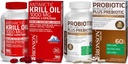 Bronson Probiotic 50 miliárd CFU + Prebiotikum s Apple Polyfenoly a Ananás Ovocie Extrac Antarktída Krill Oil 1000 mg s Omega-3s EPA DHA