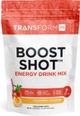 Transform HQ Boost Shot Powder Drink Packet Packet, Strawberry Lemonade, 7 Pack, Energetické doplnky pre ženy a mužov, s kofeínom, vitamín B12, B9, B6 a B3