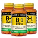 MASON NATURAL Vitamin B1 Tiamín 250 mg, 300, Day Supply, Dietary Supplement to Support Natural Energy Levels, 100 tabliet (Pack of 3)