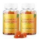 Turmérske kurkumín Gumies s čiernym korením 2 balenia, kurkuma a zázvor doplnok pre imunitnú podporu kĺbu, cukor bez zázvoru Gumies pre zápal Vegan