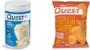 Quest Vanilla Milkshake Protein Powder, 24g Protein, 1.6lb + Quest Nacho Cheese Tortilla Style Protein Chips, 18g Protein, balenie po 12