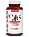 Vitamín k2 MK-7 doplnok 180mcg -vitamín K2 podporuje zdravie kostí a srdca pre kardiovaskulárne kalcium Absorpcia z tepien- 60 Ľahko prehltnúť Rastlinné viečka MenaQ7 K2 MK7