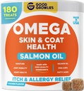 Omega 3 Aljašský rybí olej Liečba psov (180 Ct) - Suchá a svrbiaca koža + alergia - lesklé kabáty - EPA&DHA Mastné kyseliny - prírodný lososí olej žuvačky - kuracie Turecko