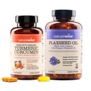 NatureWise Curcumin Turmerica 2250 mg & Ľanový olej 1200mg Omega 3 6 9 Softgels for Joint, Heart & Immune Support [1 & 2 mesiace]