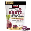 FORCE FACTOR Total Beets Ultimate Heart Health Chews for blood Pressure Support, with cvikl Powder, CoQ10, B Vitamíny a hroznové semená Extract for Blood Flow & Energy, Black Cherry, 60 Soft Chews