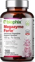 biophix Megazyme Forte 200 tabliet - Natural Plant Proteolytic Enzymes Nattozimes Serrazimes Supports Digestive System Immune Health