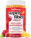 Bellway Super Fiber Powder + Fruit, Sugar Free Organic Psyllium Husk Powder Fiber Supplement for Regularity, Bloating Relief & Digestive Health, Plant-Based, Raspberry Lemon (50 Servings)
