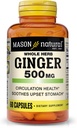 MASON NATURAL Whole Herb Ginger 500 mg, 2 Month Supply, Natural Herbal Supplement, 60 Capsules