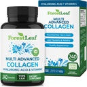 ForestLeaf Multi Collagen Pills - Collagen Muži a kolagén Ženy - Hydrolyzované kolagénové doplnky s vitamínom C a kyselinou hyalurónovou - Kolagénové kapsule pre vlasy, kožu a nechty (240 Peptide Kapsule)