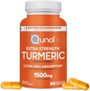 Turmeric Curcumin Capsules, Qunol with Ultra High Absorption 1500mg, Joint Support, Dietary Supplement, Extra Strength, 90 Vegetarian Capsules