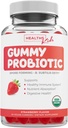 USDA Organické probiotiká pre deti (Non-GMO) Jahodová chuť Deti probiotické Gummy pre trávenie a imunitnú podporu - 2,5 miliardy CFU DE111 Špora tvorí kmeň pre maximálnu životnosť - 30 Gummy