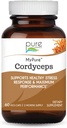 PURE ESSENCE LABS MyPure Cordyceps - Organic Mushroom Supplement - 100% Real Mushrom Extract - Najlepšie pre imunitnú podporu, Zmiernenie stresu, Build Energy pre dospelých mužov a ženy (60 kapsúl)