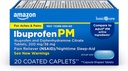 Amazon Basic Care Ibuprofen PM, Ibuprofen 200 mg a difenhydramín Citrát 38 mg tablety, bolesť Reliyver a nočný spánok-Aid, 20 Počet