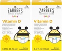 Zarbee vitamín D kvapky pre dojčatá, 400IU (10 μg) Baby a batoľa Liquid Supplement, Newborn & Up, Dropper injekčná striekačka zahrnuté, balenie 2 0,47 Fl Oz fľaše