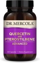 Dr. Mercola Quercetin & Pterostilbene Advanced - Supports Respiration & Immune Health - 500 mg Quercetin - High-Biodostupnosť Formula - Non-GMO, Gluten-Free & Soy Free - 60 Kapsule (30 Servings)