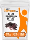 BulkSupplementments.com Elderberry Extract Powder - Staršie plody Zdroj z Black Elderbry, Immune Suplement - Gluten Free - 175mg per Serving, 250g (8,8 oz) (Pack of 1)