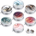 7PCS Round Pill Box Case, ULENDIS 3 Compartment Portable Cute Travel Pill Case Medicine Tablet Usporiadateľ vitamínov, Dekoratívne Maľovanie Lieky Úložný kontajner pre Purse Pocket Travel Darček