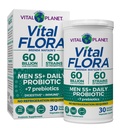 Vital Planet - Vital Flora Muži nad 55 Daily Probiotic, 60 miliárd CFU, Diverse Kmene, Organické Prebiotiká, Imunitná podpora, Tráviace zdravie Stabilné probiotiká pre mužov, 30 Kapsule