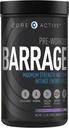 Barrage Pre Cvičenie Powder - Preworkout pre ženy a mužov, Kreatín Powder, Beta Alanine, Agmatine Sulfát, & Kofeín - Svalový Builder pre mužov s intenzívnou energiou - Hrozno (30 Servings)