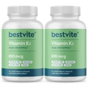 BESTVITE vitamín K2 100 mcg ako MK-7 (240 Vegetariánske kapsuly) (120x2) - Žiadne stearáty - Vegan - Non GMO - bez lepidla