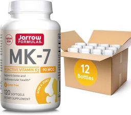 Jarrow Formules MK-7 90mcg-bioaktívna forma VIT K2-120 Servings (Softgels) - for Bone & CV Health-VIT K2 MK-7 Dietary Supp-K2 VIT Supp MK-7-Gluten Free,12 Pack