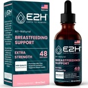 E2H Dojčenie Supplement and Latation Support - Tekutá Laktácia Supplement - Obsahuje senovka grécka, mliečne bodliak, fenikel a viac - bez alkoholu - Vegan - 2 Fl Oz