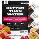 Elektrolytový a vitamínový doplnok prášok, nápoj Mix s B12, L-teanín, D3, K2, zinok, horčík, draslík, podporuje pokojné zameranie a energiu, balenie odrody 1, 15 balení